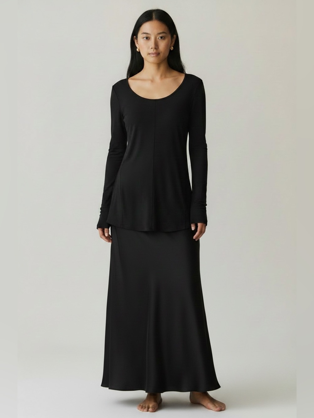 Peter‎ Cohen black Silk blouse old money quiet luxury M 90s minimalism